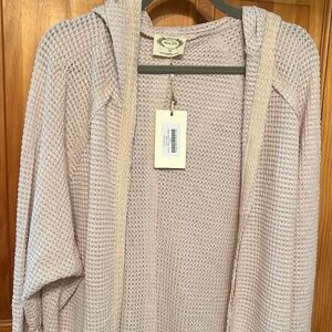 NWT Mia Rose XS Waffle Knit Hooded Cardigan Open Front